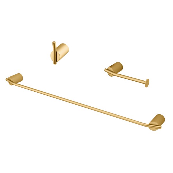 Kit Acessórios Banheiro 03 Peças Lunna Gold Fani