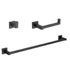 Kit Acessórios Banheiro 03 Peças Quadratta Black Matte Deca