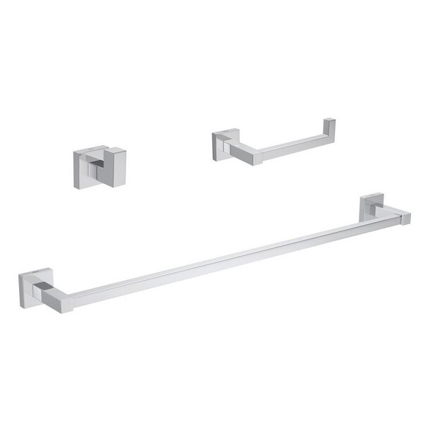 Kit Acessórios Banheiro 03 Peças Quadratta Cromado Deca