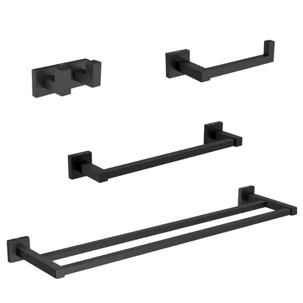 Kit Acessórios Banheiro 04 Peças Quadratta Black Matte Deca