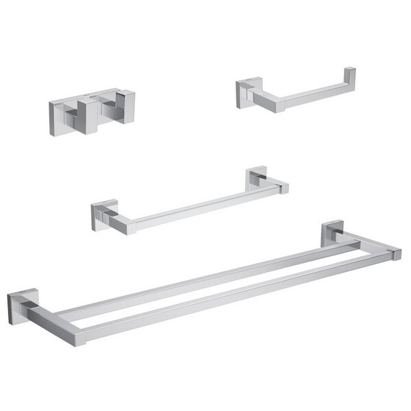 Kit Acessórios Banheiro 04 Peças Quadratta Cromado Deca