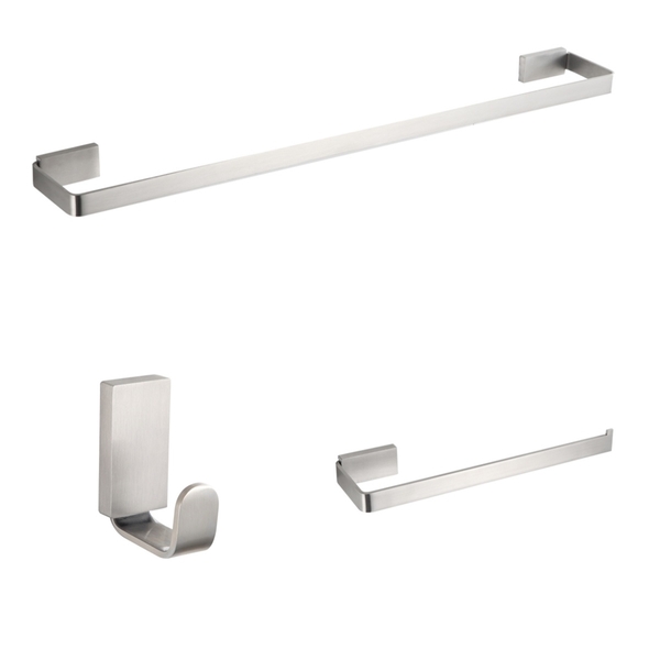 Kit Acessórios Banheiro 3 Peças - Aço Inox Escovado