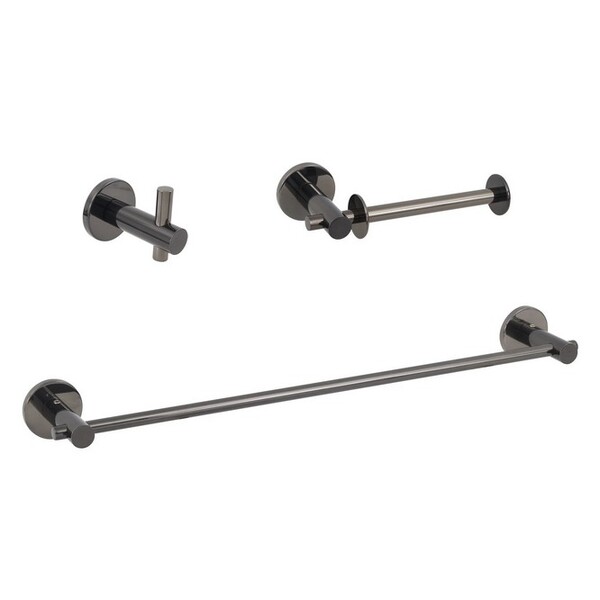 Kit Acessórios Banheiro 3 Peças Agata Grafite Brilhante Fani