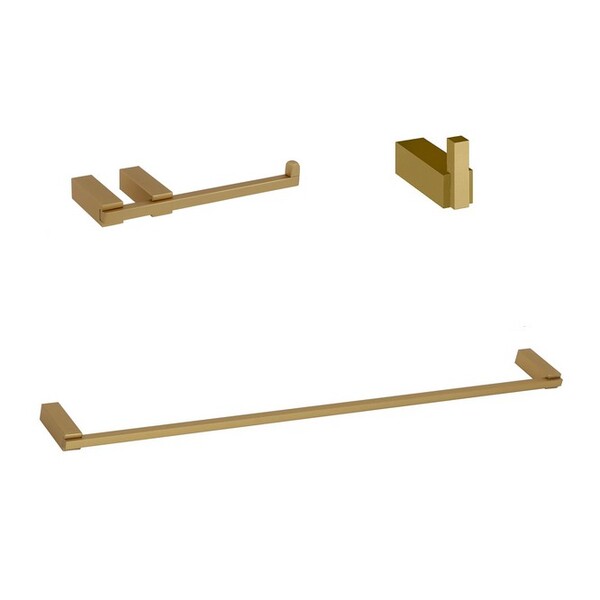 Kit Acessórios Banheiro 3 Peças Quartzo Gold Fosco Fani