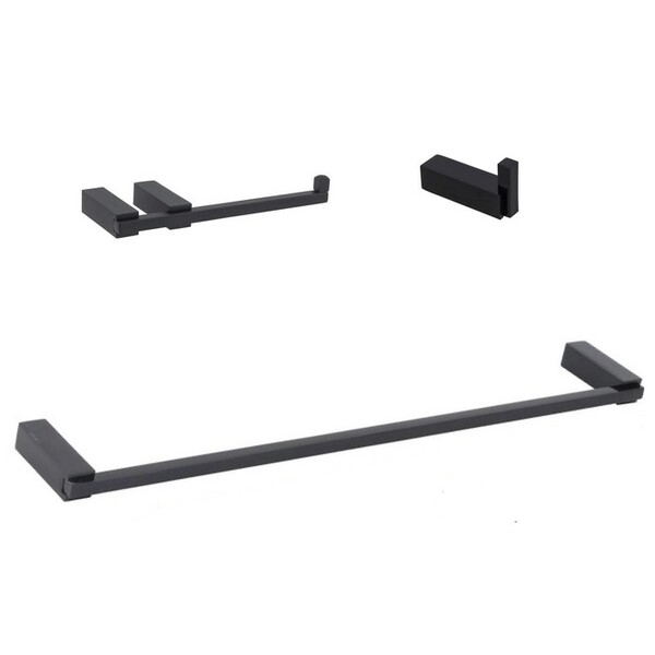 Kit Acessórios Banheiro 3 Peças Quartzo Preto Brilhante Fani