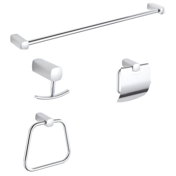 Kit Acessórios Banheiro 4 Itens - Latão Cromado