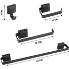 Kit Acessórios Banheiro 4 Peças Quadrado Preto Suporte Toalha