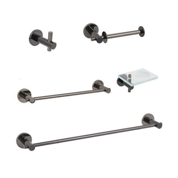 Kit Acessórios Banheiro 5 Peças Agata Grafite Brilhante Fani