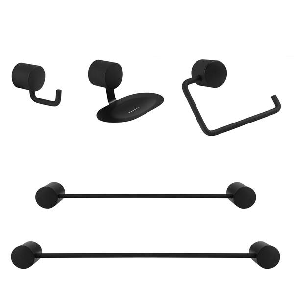 Kit Acessórios Banheiro 5 Peças Preto Fosco Serenety Ducon