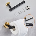 Kit Acessórios Banheiro Aço Inox 4 Peças Preto C/ Dourado