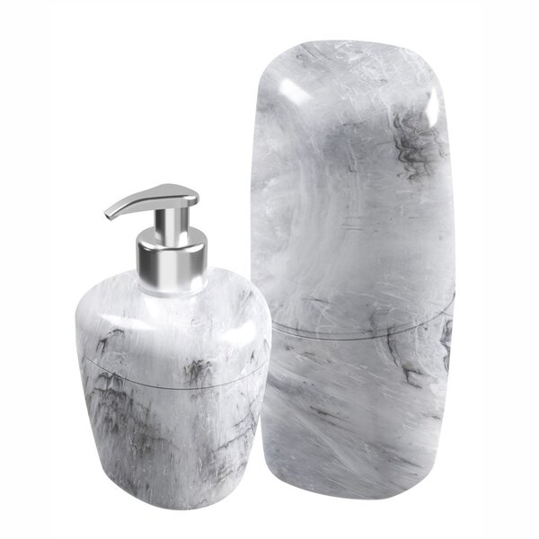 Kit Acessórios Banheiro Bancada 2 Peças Marmorizado Astra Kbb