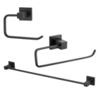 Kit Acessorios Banheiro Black Moderno 3 Peças Preto Fosco
