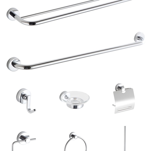 Kit Acessórios Banheiro Cromado Completo 8 Pçs Toalheiro Etc