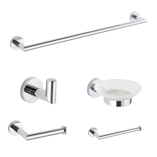 Kit Acessórios Banheiro Cromado Toalheiro Saboneteira Cabide