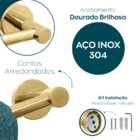 Kit Acessorios Banheiro Dourado Brilhoso Porta Papel Higiênic