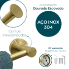 Kit Acessorios Banheiro Dourado Escovado Porta Papel Higiênic