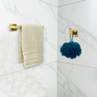 Kit Acessórios Banheiro Dourado Inox 304 Toalheiro 40cm Conju