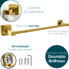 Kit Acessórios Banheiro Dourado Inox 304 Toalheiro 40cm Conju