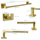 Kit Acessórios Banheiro Dourado Inox 304 Toalheiro 40cm Conju