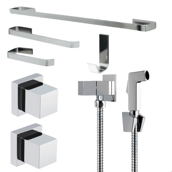 Kit Acessórios Banheiro Ducha Higienica Acabamentos Registro