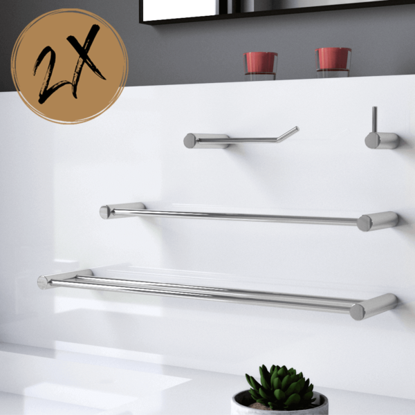 Kit Acessórios Banheiro Duplo (2 Kits) 8 Peças Plus 524lp2