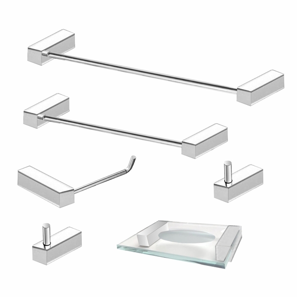 Kit Acessórios Banheiro em Aço Inox 6 Pçs 305VIP Grego