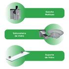 Kit Acessórios Banheiro Em Aço Inox E Vidro 6 Peças Cromado