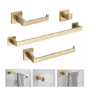 Kit Acessórios Banheiro Inox 304 Dourado Luxo 4 Peças