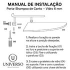 Kit Acessórios Banheiro Inox Lavabo + 2 Porta Shampoo Canto