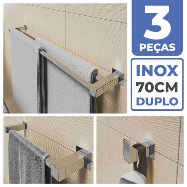 Kit Acessórios Banheiro/lavabo [3 Peças] Aço Inox 304 [q3d]