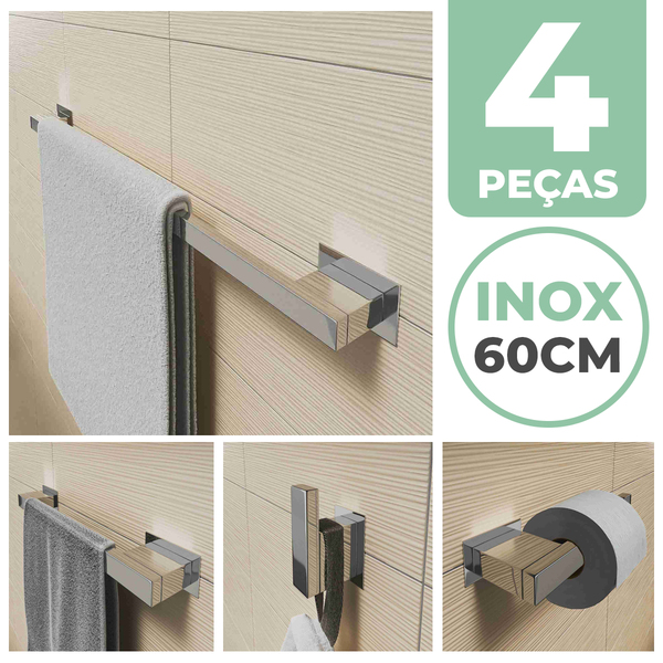 Kit Acessórios Banheiro/lavabo [4 Peças] Aço Inox 304 [r4]