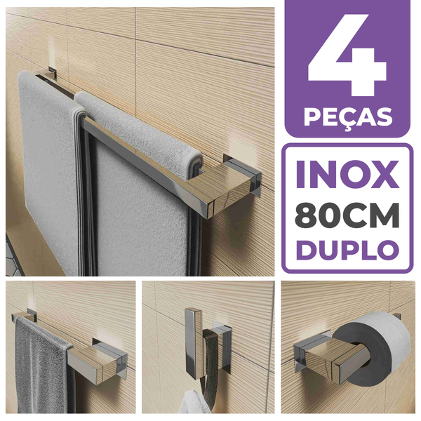 Kit Acessórios Banheiro/lavabo [4 Peças] Aço Inox 304 [r4f]
