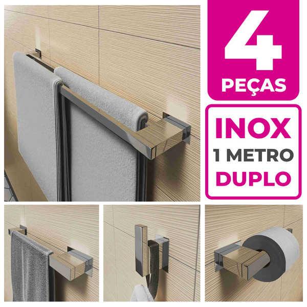 Kit Acessórios Banheiro/lavabo [4 Peças] Aço Inox 304 [r4h]