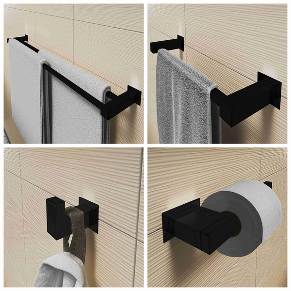 Kit Acessórios Banheiro/lavabo [4 Peças] Aço Inox 304 Preto F