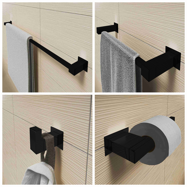 Kit Acessórios Banheiro/lavabo [4 Peças] Aço Inox 304 Preto F