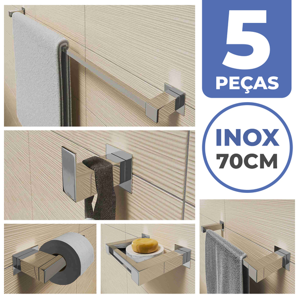 Kit Acessórios Banheiro/lavabo [5 Peças] Aço Inox 304 [q5b]