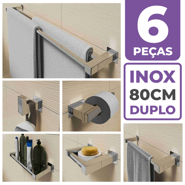 Kit Acessórios Banheiro/lavabo [6 Peças] Aço Inox 304 [q6f]