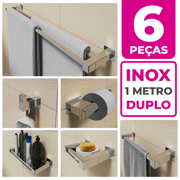 Kit Acessórios Banheiro/lavabo [6 Peças] Aço Inox 304 [q6h]