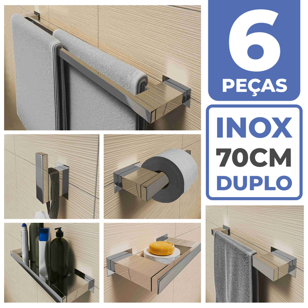 Kit Acessórios Banheiro/lavabo [6 Peças] Aço Inox 304 [r6d]