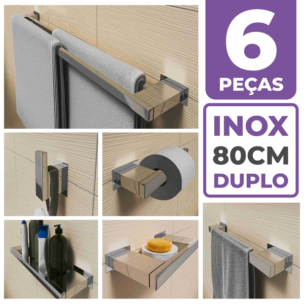 Kit Acessórios Banheiro/lavabo [6 Peças] Aço Inox 304 [r6f]