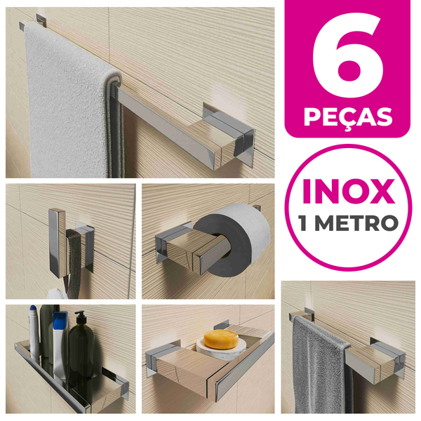 Kit Acessórios Banheiro/lavabo [6 Peças] Aço Inox 304 [r6g]