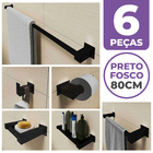 Kit Acessórios Banheiro/lavabo [6 Peças] Aço Inox 304 Preto F