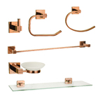 Kit Acessórios Banheiro Luxo Aço Inox 6 Peças Pintura Rose