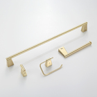 Kit Acessórios Banheiro Luxo Dourado Escovado 4pçs Lavatório