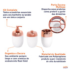 Kit Acessórios Banheiro Porta Escova Sabonete Algodão Branco