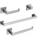 Kit Acessórios Banheiro Prata Inox 304 Escovado Luxo 4 Peças