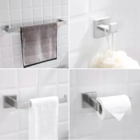 Kit Acessórios Banheiro Prata Inox 304 Escovado Luxo 4 Peças