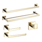 Kit Acessórios Banheiro Premium Dourado Conjunto De 5 Peças