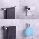 Kit Acessórios Banheiro Quadrado 4 Pcs Inox Escovado Fosco