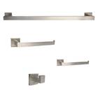 Kit Acessórios Banheiro Quadrado Aço Inox Escovado 4 Peças